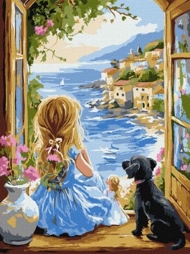 Картина за номерами - Мрійлива дівчинка 30х40 см.  мініатюра фото 1