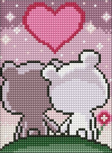 Алмазна мозаїка без підрамника - "Закохані ведмежата" ©Mariia Davydova, 15х20см  мініатюра фото 1