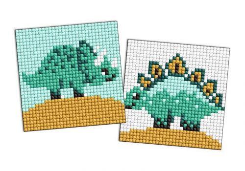 Алмазна мозаїка на стікері - "Юрський період.  Динозавр 3", набір із 2 сюжетів, 9х9см  мініатюра фото 1