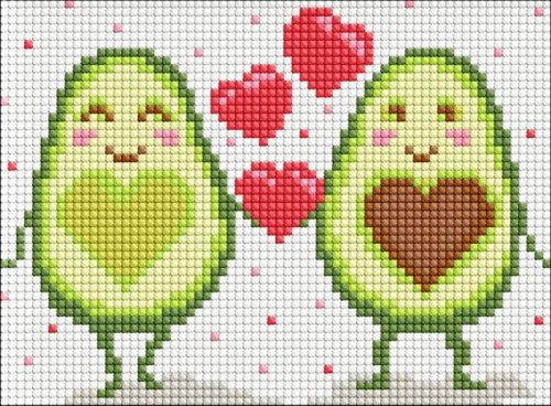 Алмазна мозаїка без підрамника - "Закохані половинки" ©Mariia Davydova, 15х20см  мініатюра фото 1