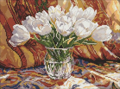 Алмазна мозаїка - "Тюльпановий спокій" ©art_selena_ua, 30х40см  мініатюра фото 1