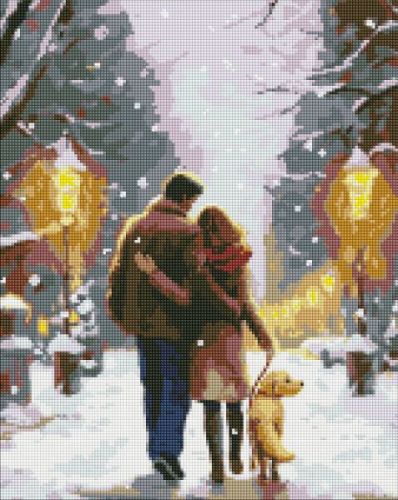 Алмазна мозаїка - "Сімейна прогулянка" з голограмними стразами (AB) ©art_selena_ua, 40х50см  мініатюра фото 1