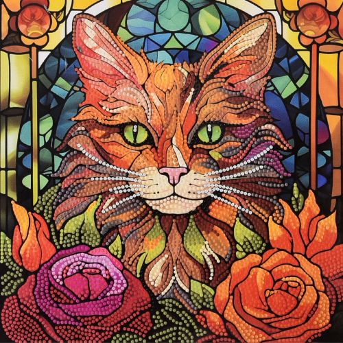 Алмазна мозаїка "Кіт зі смарагдовими очима" 30х30 см  мініатюра фото 1