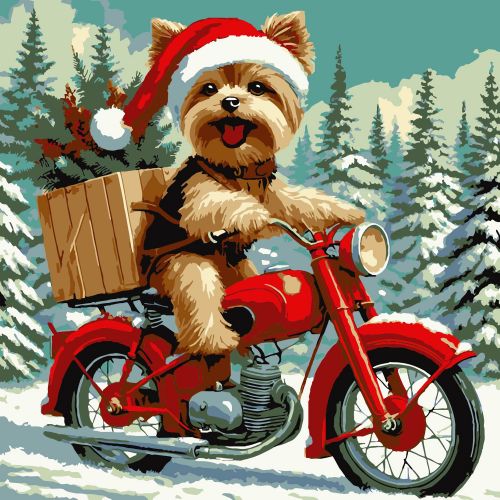 Картина по номерах "Песик у шапці" 30х30 см  мініатюра фото 1