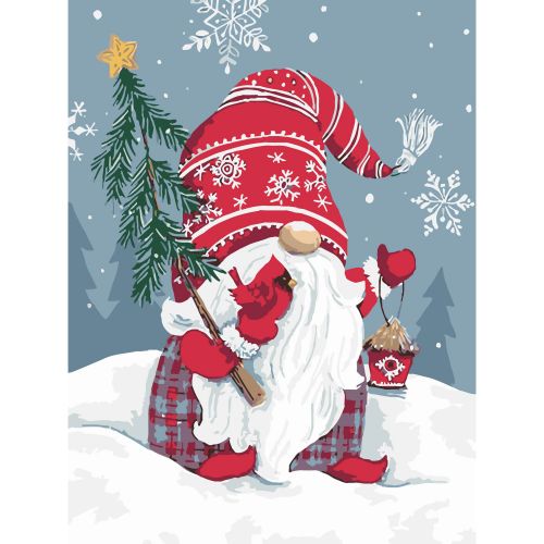 Картина по номерах "Гном із пташкою" 30х40 см  мініатюра фото 1