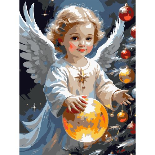 Картина по номерах "Різдвяний янгол" 30х40 см  мініатюра фото 1