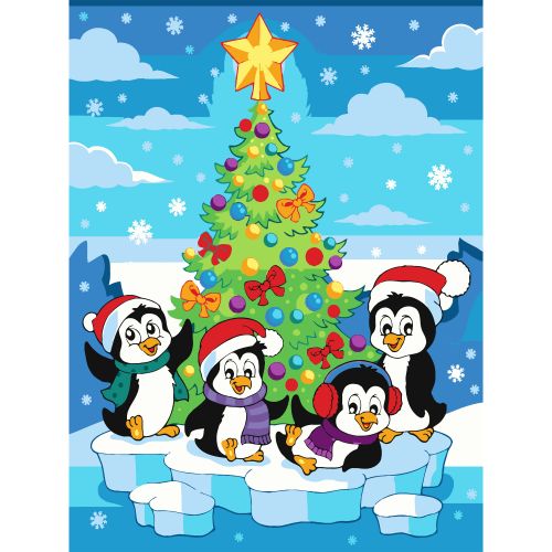 Картина по номерах "Веселі пінгвіни" 30х40 см  мініатюра фото 1