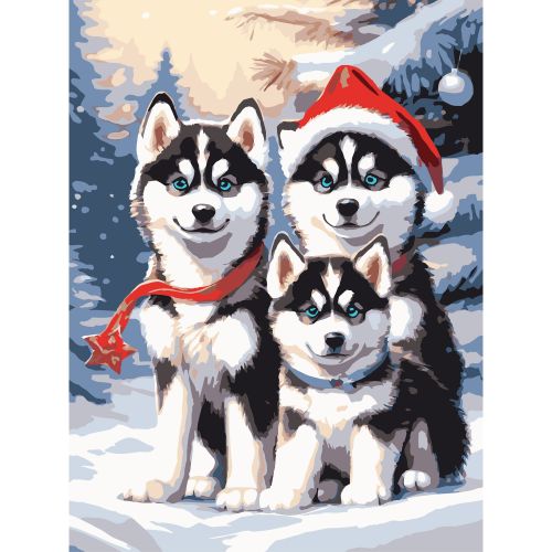 Картина по номерах "Хаскі в снігу" 30х40 см  мініатюра фото 1