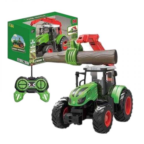 Трактор на радіокеруванні довжина 18 см, масштаб 1:24, гумові шини, додаткове обладнання, акумулятор 3. 7 V, пульт керування, в коробці  мініатюра фото 1