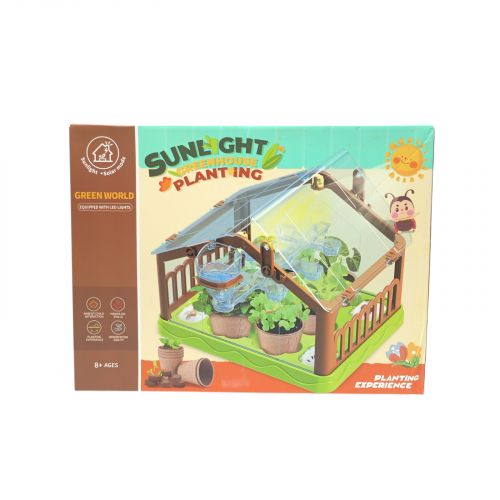 Теплиця підсвічування, лампа, сонячна панель, насіння, торфʼяні таблетки, горщики, в коробці  мініатюра фото 1