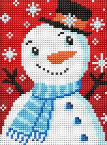 Алмазна мозаїка без підрамника - "Містер Сніговик" ©Mariia Davydova, 15х20см  мініатюра фото 1