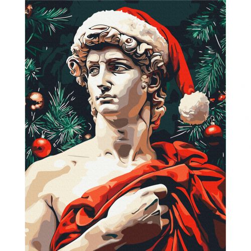 Картина по номерам "Давид в новогоднем настроении" 40x50 см.  мініатюра фото 1