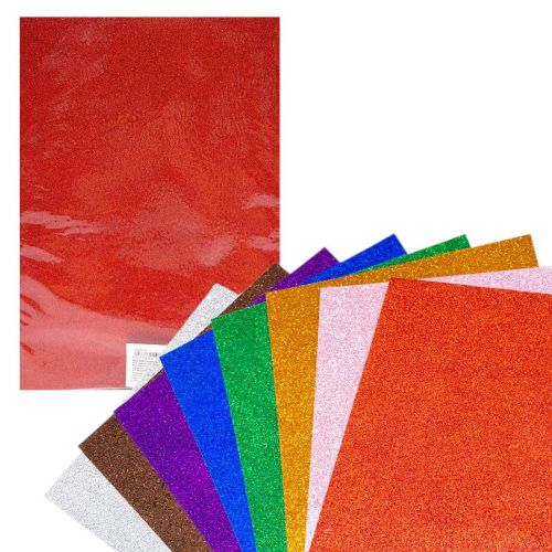 Набір кольорового паперу з глітером (21х29,7см), 8 аркушів  мініатюра фото 1