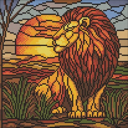 Алмазна мозаїка - "Вітраж.  Лев" ©art_selena_ua, 30х30см  мініатюра фото 1