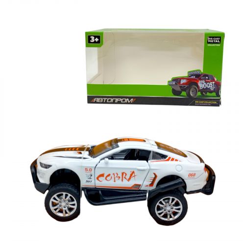 МАШИНА АВТОПРОМ 1:32 ВСЮДИХІД MUSTANG COBRA (БІЛИЙ)  мініатюра фото 1