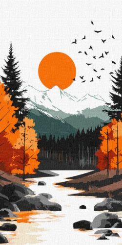 Картина за номерами - "Жовтий місяць серед осіннього лісу" ©art_selena_ua, 40х80см  мініатюра фото 1