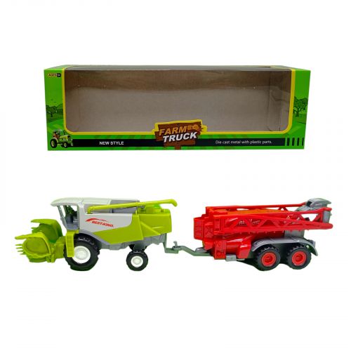 КОМБАЙН З ЧЕРВОНИМ ПРИЧЕПОМ  мініатюра фото 1