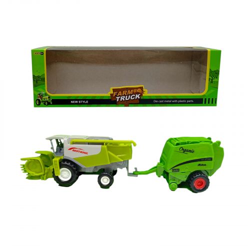 КОМБАЙН З ЗЕЛЕНИМ ПРИЧЕПОМ  мініатюра фото 1