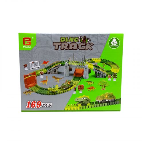 Трек динозавр с машинками(2шт. )батар. свет. кор. 25,2*9,5*19,5 см.  мініатюра фото 1