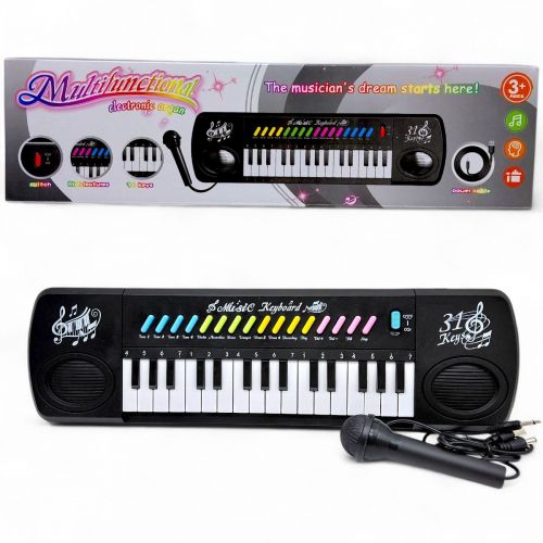 Синтезатор (31 клавіша, мікрофон, USB-кабель, на батарейках, у коробці)  мініатюра фото 1