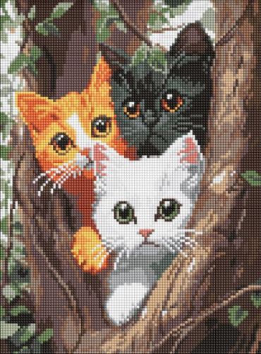 Алмазна мозаїка - "Котики на дереві" ©art_selena_ua, 30х40см  мініатюра фото 1