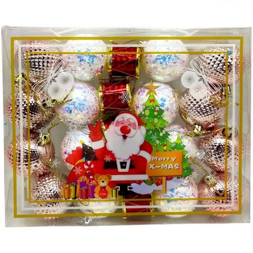 Уценка.  Новорічні прикраси, 21 штука, кульки, барабани, D = 4,5 см, у слюді  - Повреждена упаковка  мініатюра фото 1