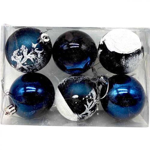 Уценка.  Новорічні прикраси, 6 штук, кульки, D = 5,5  см, у слюді   - Повреждена упаковка  мініатюра фото 1