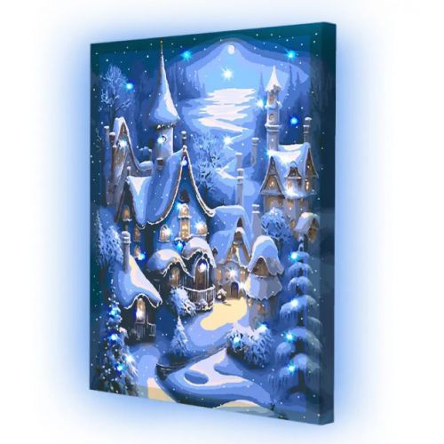 Картина по номерах зі світлодіодною підсвіткою "Зимове місто" 40х50 см  мініатюра фото 1