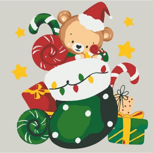 Картина по номерах зі світлодіодною підсвіткою "Святкова панчоха" 25x25 см  мініатюра фото 1