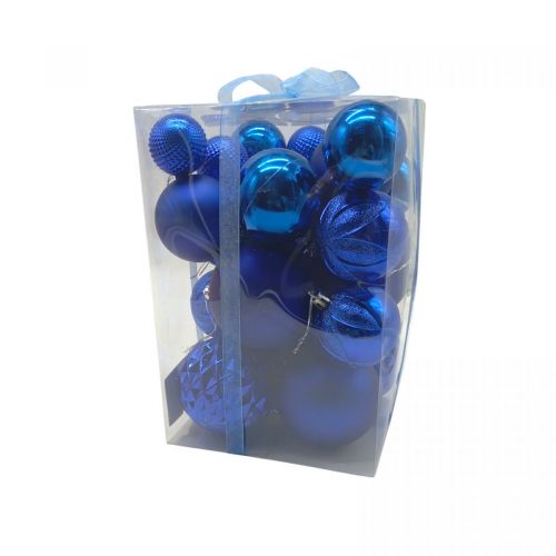 Уцінка.  Новорічні прикраси кульки, 30 штук, (СИНІ) - Пошкоджене пакування  мініатюра фото 1