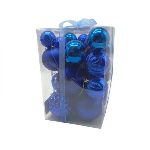 Уценка.  Новорічні прикраси кульки, 30 штук, (СИНІ) - Повреждена упаковка  мініатюра фото 1