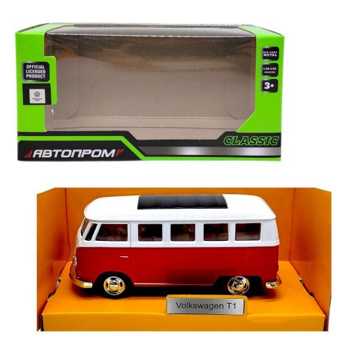 МАШИНА АВТОПРОМ, 1:38 Volkswagen T1 (ЧЕРВОНИЙ)  мініатюра фото 1