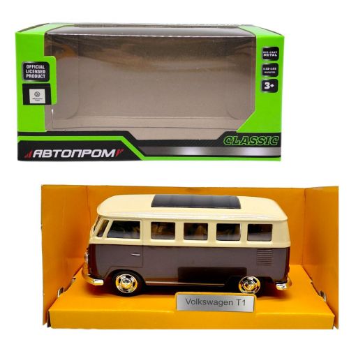 МАШИНА АВТОПРОМ, 1:38 Volkswagen T1 (КОРИЧНЕВИЙ)  мініатюра фото 1