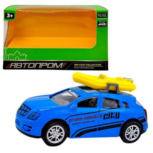 МАШИНА АВТОПРОМ З БАГАЖНИКОМ НА ДАХУ (металева) БЛАКИТНА  мініатюра фото 1