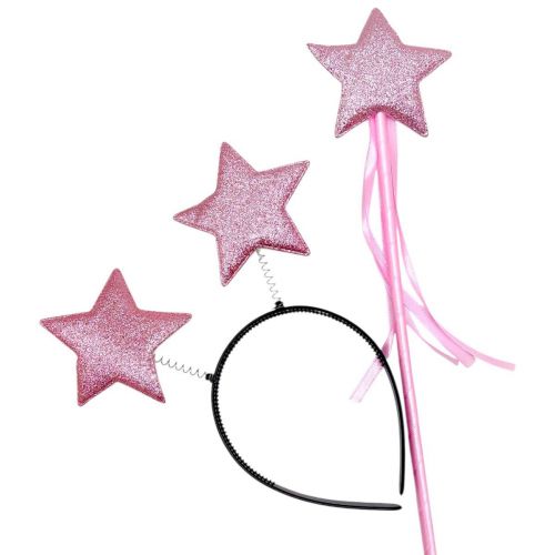 Набір новорічний (обруч із чарівною паличкою) "Зірочка" рожевий  мініатюра фото 1