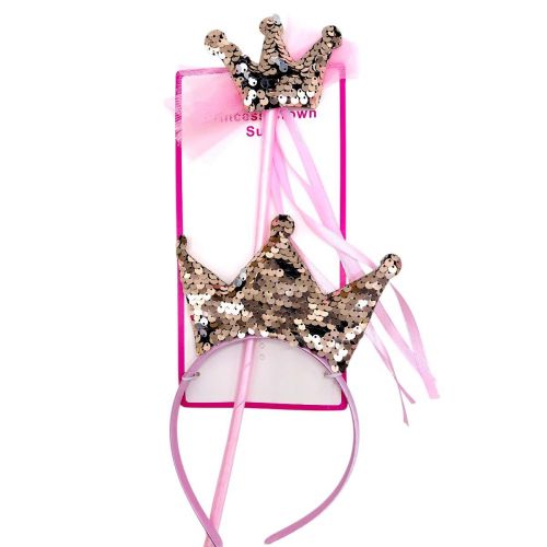 Набір новорічний (обруч із чарівною паличкою) "Корона" з паєтками  мініатюра фото 1