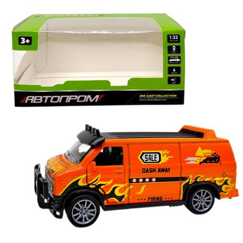 МАШИНА АВТОПРОМ (металева) 1:32 DODGE VAN (ПОМАРАНЧЕВИЙ)  мініатюра фото 1