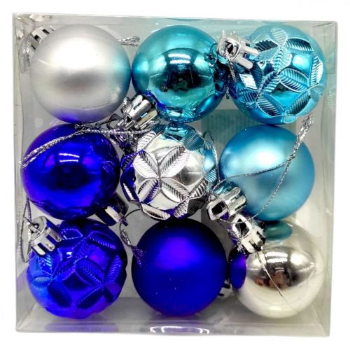 Уценка.  Новорічні прикраси, 9 штук, кульки, D=4 см, у слюді   - Повреждена упаковка  мініатюра фото 1