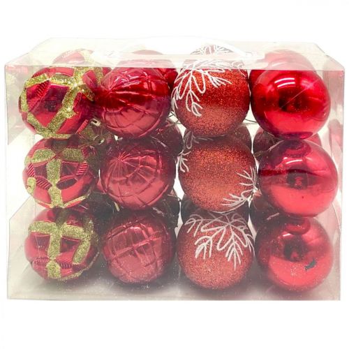 Уценка.  Новогодние украшения, 24 штук, шарики, D=5,5 см, в слюде - Повреждена упаковка  мініатюра фото 1