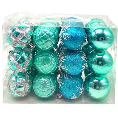 Уценка.  Новогодние украшения, 24 штук, шарики, D=5,5 см, в слюде - Повреждена упаковка  мініатюра фото 1