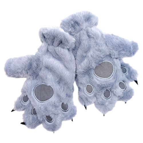 Дитячі хутряні рукавиці "Лапки" (СІРІ)  мініатюра фото 1