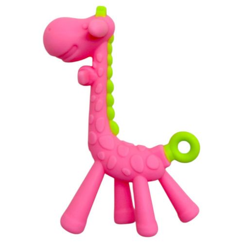 Силіконовий прорізувач Жираф без футляру (РОЖЕВИЙ)  мініатюра фото 1