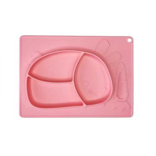 Силіконова тарілка-килимок Зая (СВІТЛО-РОЖЕВИЙ)  мініатюра фото 1
