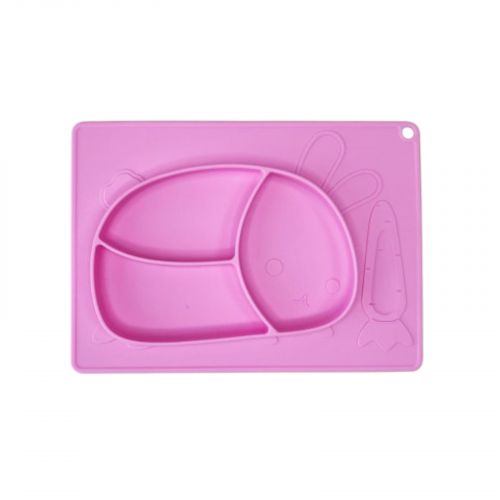 Силіконова тарілка-килимок Зая (РОЖЕВИЙ)  мініатюра фото 1