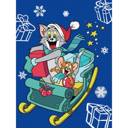 Картина по номерах "Tom and Jerry: на санчатах" 30х40 см  мініатюра фото 1