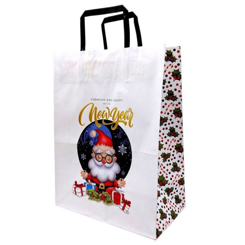 Пакет паперовий з ручками Крафт білий (25х15х34 см)  мініатюра фото 1