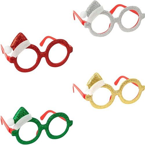 Очки новогодние "Шапочка Санты" микс  мініатюра фото 1