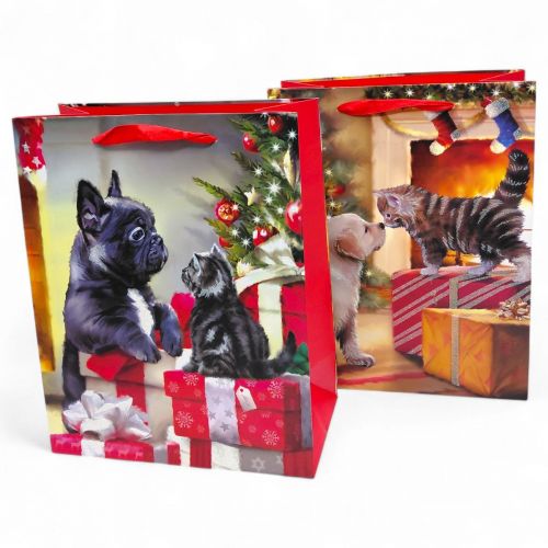 Пакет паперовий LARGE XMAS Dog 26x12,7x32,4, 210gsm, асорті  мініатюра фото 1