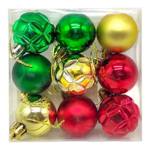 Уцінка.  Новорічні прикраси, 9 штук, кульки, D=4 см, у слюді   - Пошкоджена упаковка  мініатюра фото 1