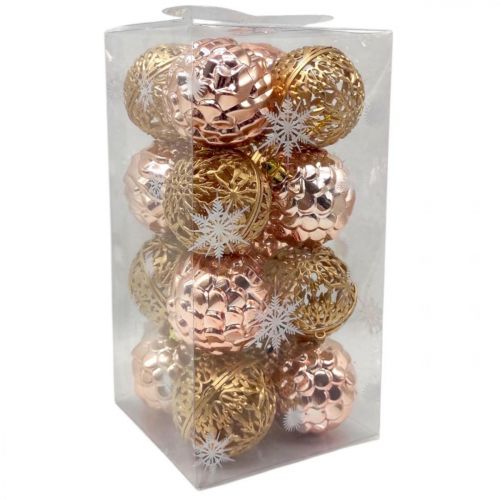Уцінка.  Новорічні прикраси, 16 штук, кульки, D=6 см, у слюді  - Пошкоджена упаковка та іграшка лопнула по шву  мініатюра фото 1